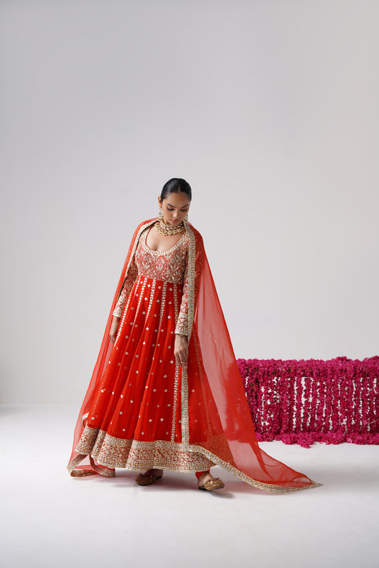 Dilruba - Kalidaar Set - Orange