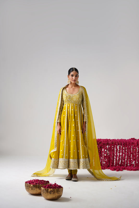Dilruba - Kalidaar Set - Yellow