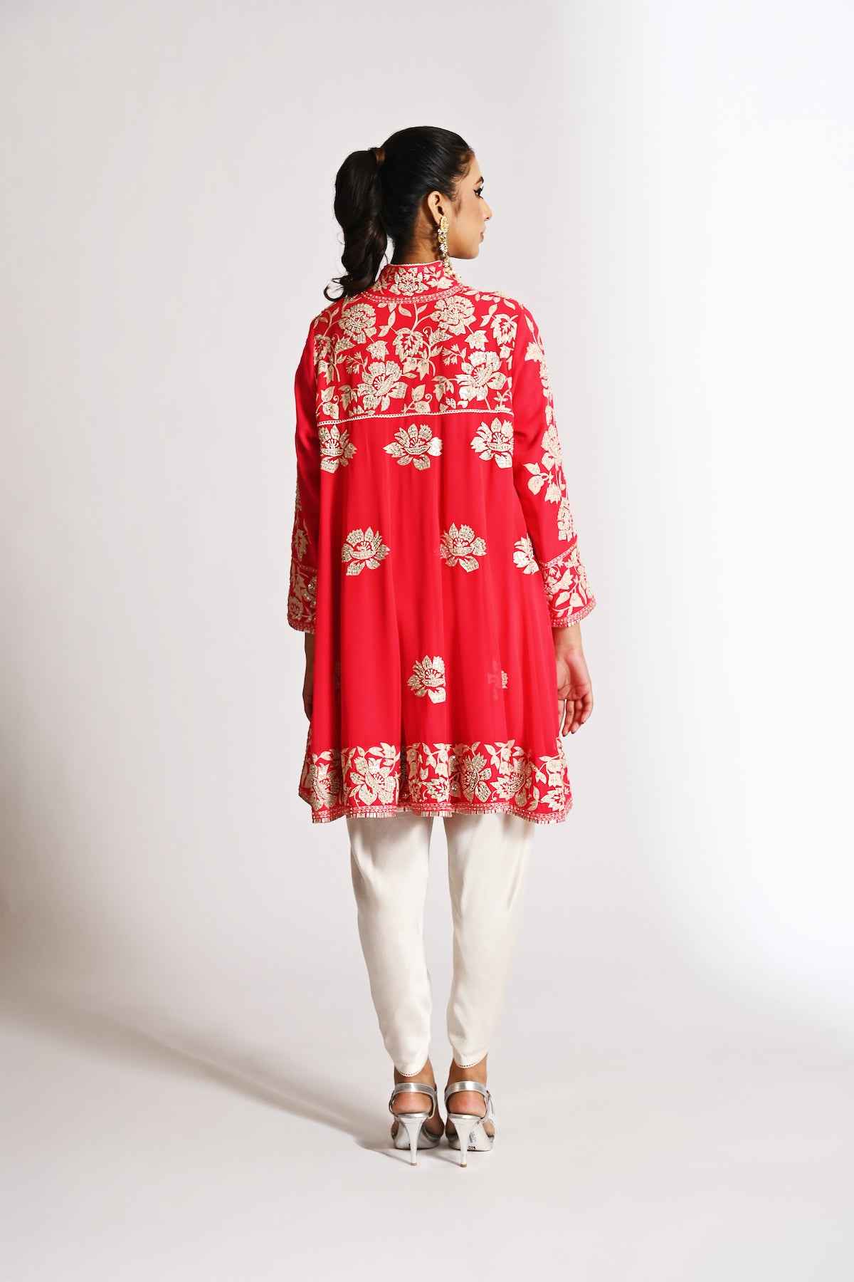 Nazrana - Flower Jaal Baby Doll with Tulip Pants - Red