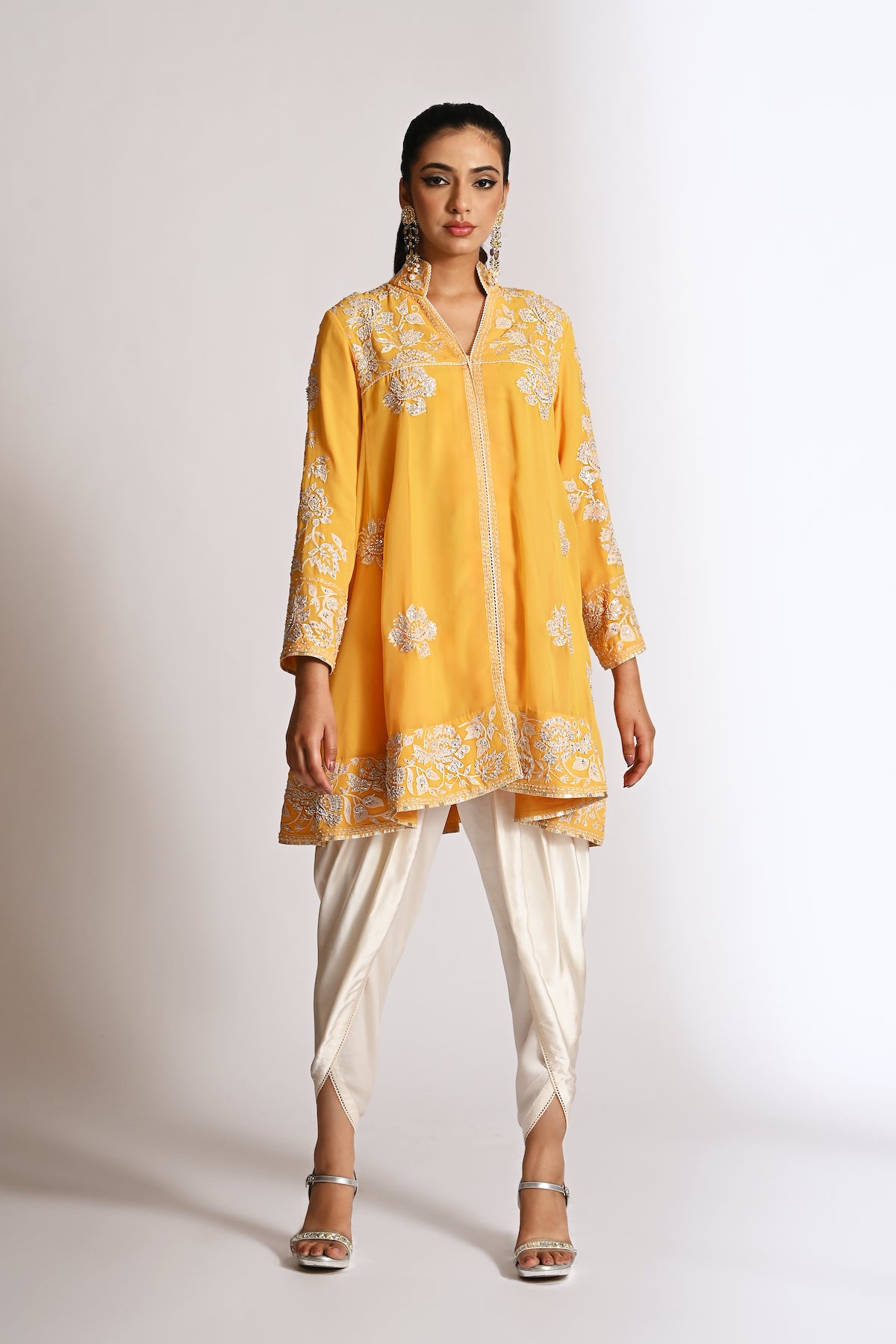 Nazrana - Flower Jaal Baby Doll with Tulip Pants - Yellow
