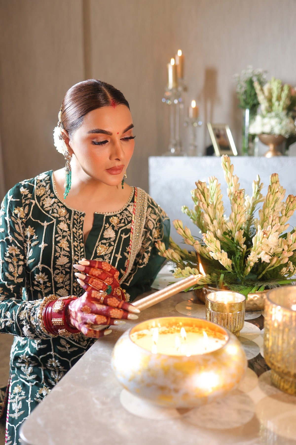 Nazrana - Jharokha Jaal Long Kurta Set - Green