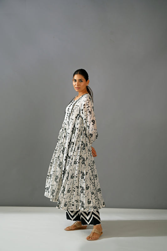 Chandni - Printed Side Geather Kalidar Set