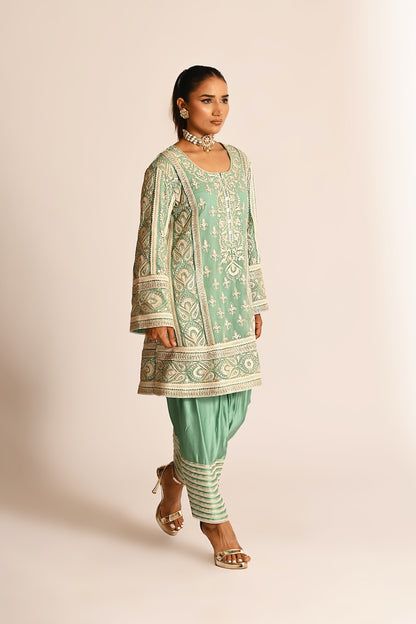 Amyra - Short Kurta Set - Aqua