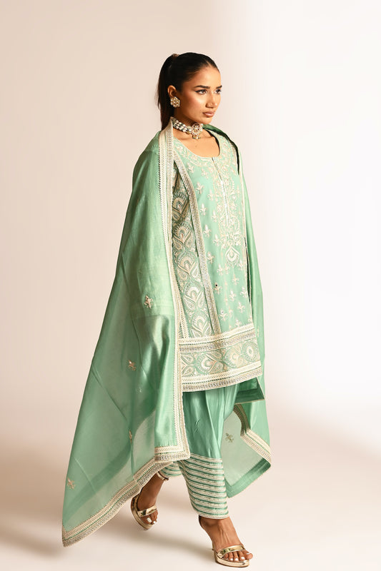 Amyra - Short Kurta Set - Aqua